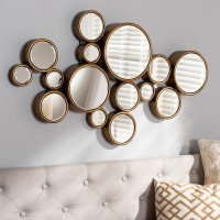 Baxton Studio RXW-5404 Cassiopeia Modern and Contemporary Antique Gold Finished Bubble Accent Wall Mirror